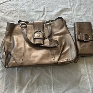 Coach Metallic Brown Shoulder Bag and Wallet